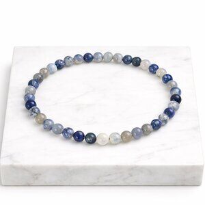 Natural Storm Line Agate Stone Bracelet 6mm Beads Minimalist Healing Jewelry